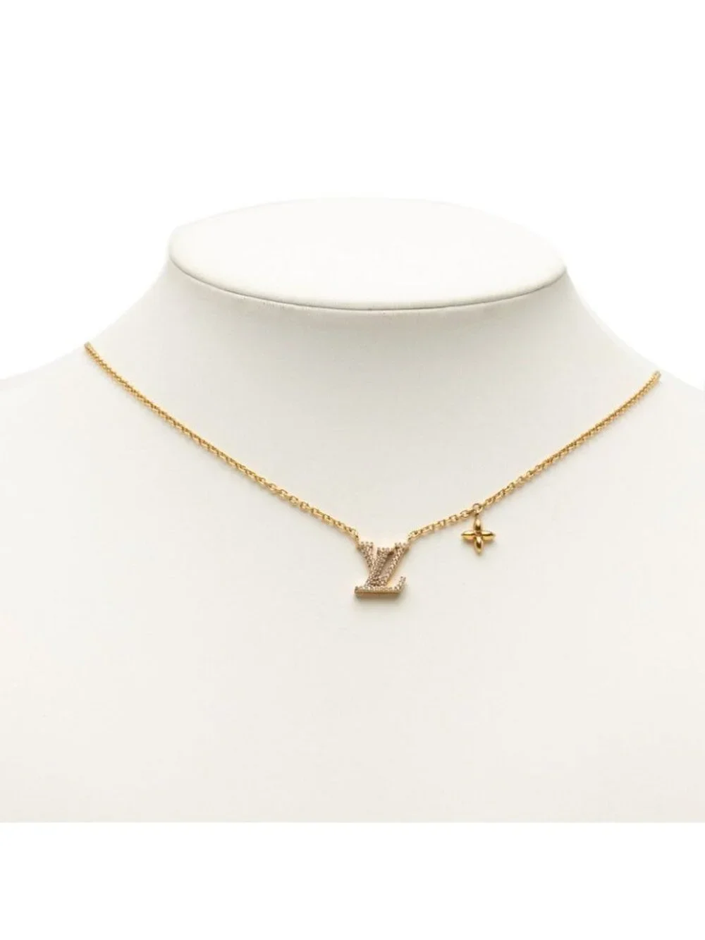 Louis Vuitton Monogram Flower LV Iconic Necklace Gold Plated Rhinestone